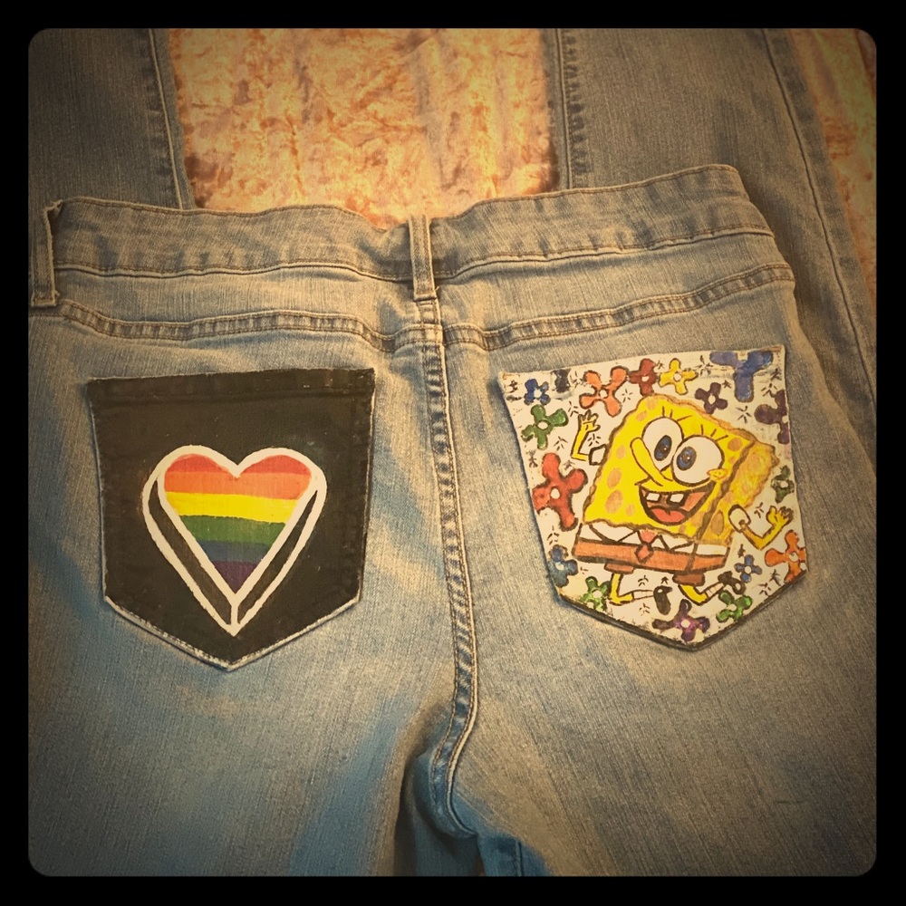 Custom Painted Spongebob Pride Month 2020 Jeans